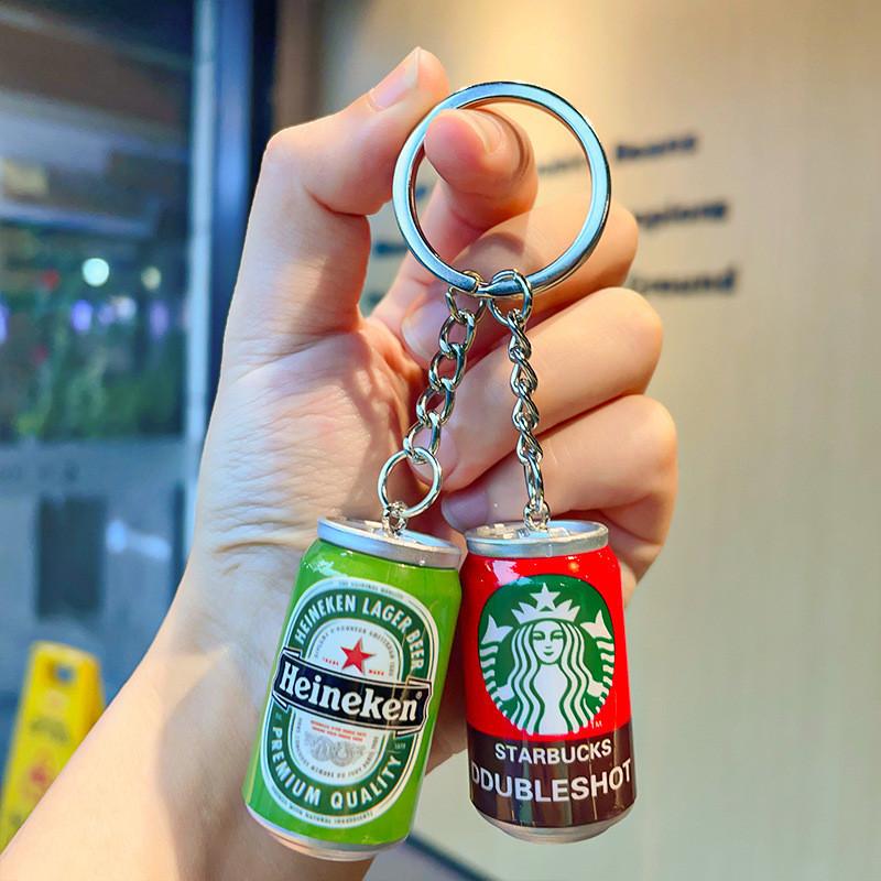 Nová realistická mini plechovka od sody klíčenka pryskyřice Sprite Budweiser Starbucks doplněk