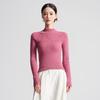 Women's 100% Pure Wool Semi-High Neck Slim-Fit Long Sleeve Sweater