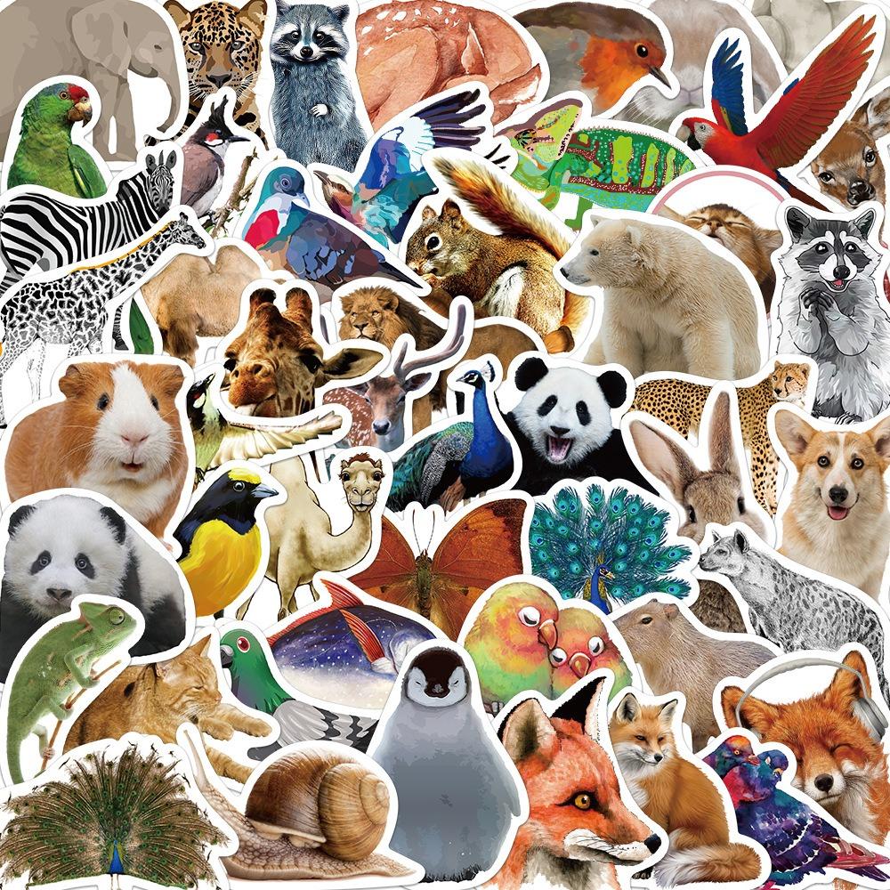 

50pcs Jungle Zoo Wild Animal Stickers Aesthetic Phone Wall Scrapbook Motorcycle Waterproof Cartoon Sticker for Kids Toys Gifts