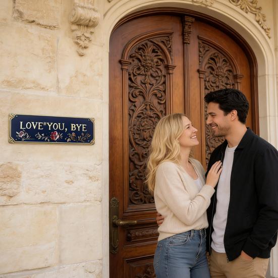 Älskar dig Hejdå Metallskylt Väderbeständig Vintage Utomhus Trädgård Gård Hem Bar Hall Entré Vägghängande Skylt Dekorativ Plakett