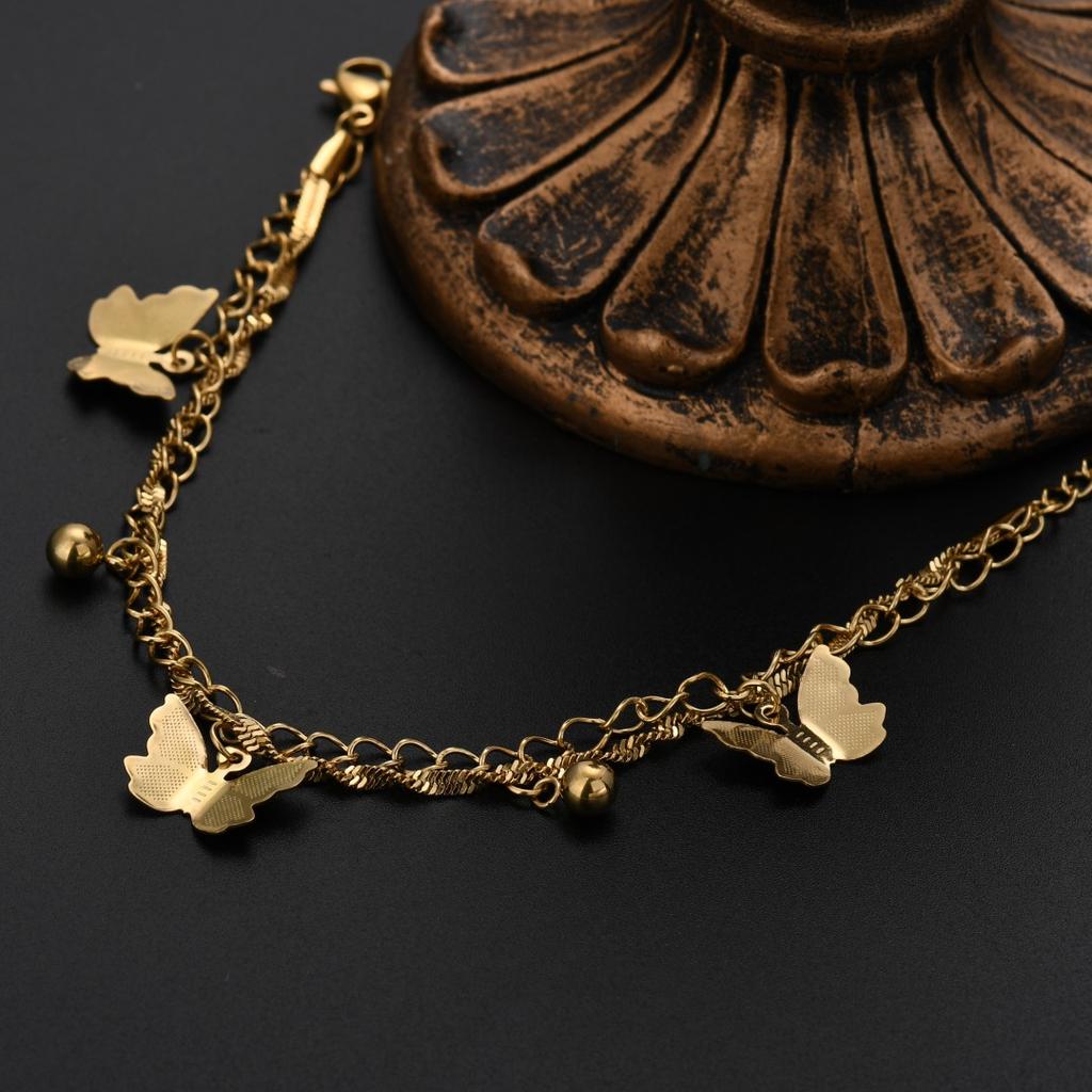 JewelryTop 18K Gold Copper Charms butterfly Bracelets for Lady Women Wedding Christmas Gifts 18+5cm original