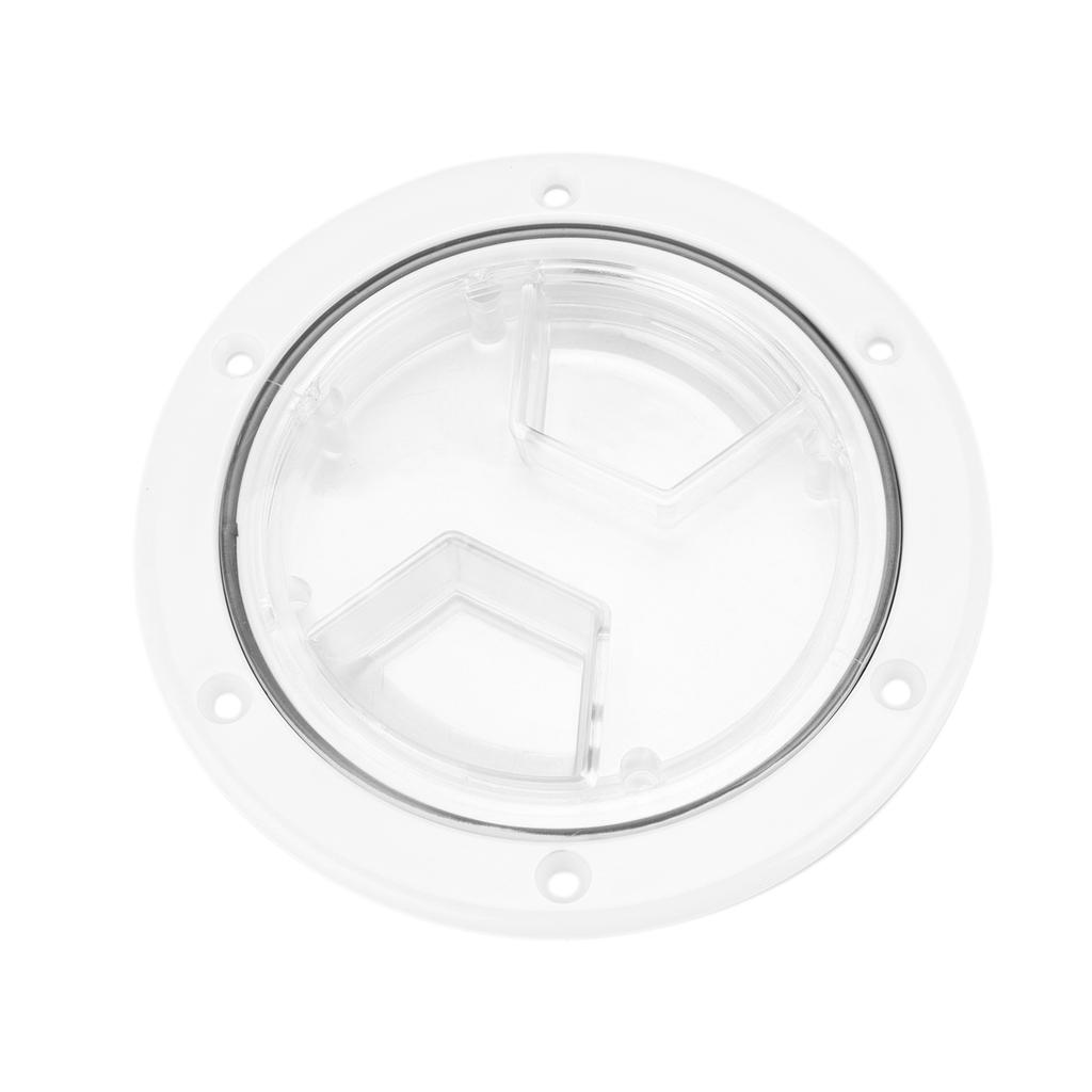 Boat Deck Access Hatch TransparentCover White Round ABS Plate for RV Marine Yacht(4in10.16cm )
