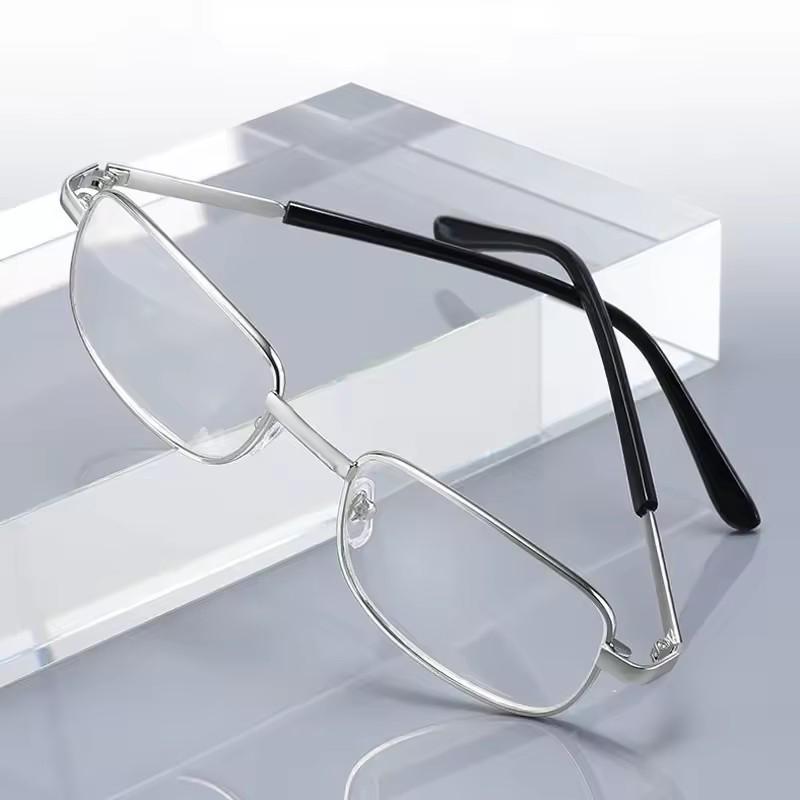 Quadratischer Rahmen Herren Damen Brille Tragbare Leichte Brille Metallrahmen Brille Glas