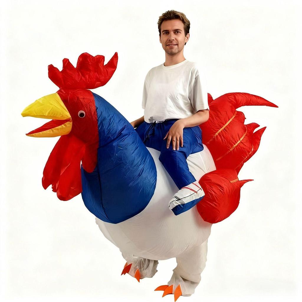 Colorful Inflatable Rooster Costume for Kids' Halloween and Stage Performances