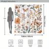 1 Botanical Floral Shower Curtain with Orange, White and Cream Flowers, Delicate Butterflies and Green Leaves