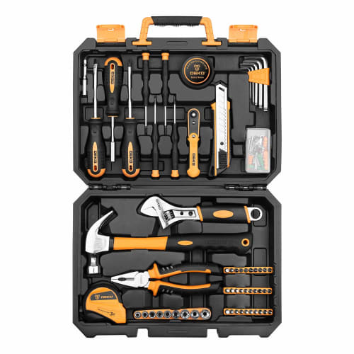 DEKOPRO 100-Piece Tool Set, Home Repair Tool Kit, Plastic Tool Box Storage, Includes General Household Hand Tool Kit