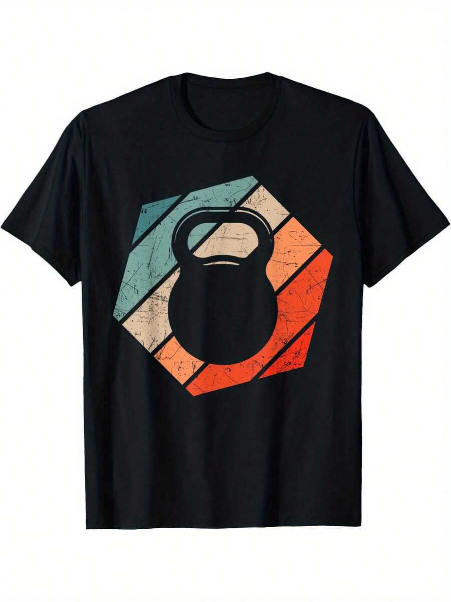 

Unisex s Vintage Gym T-Shirt - Heavyweight Cotton Workout Shirt With Retro Kettlebell Graphic XXL