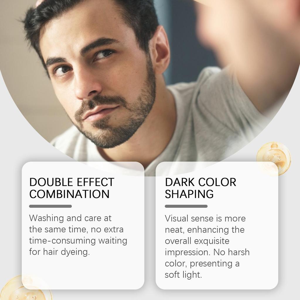 Jaysuing Men Black Instant Shampoo Natural Shine Nourishing Hair Color Shampoo No Mess Home Use 200ML