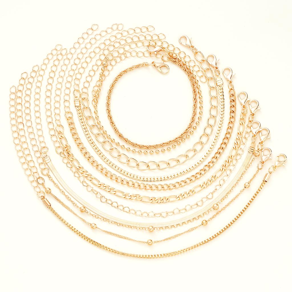 11 Pcs Simple Punk Gold Color Bracelet Set Heart Twist Cuban Chain Bracelet for Women Trendy Jewelry Gift Wholesale Dropshipping