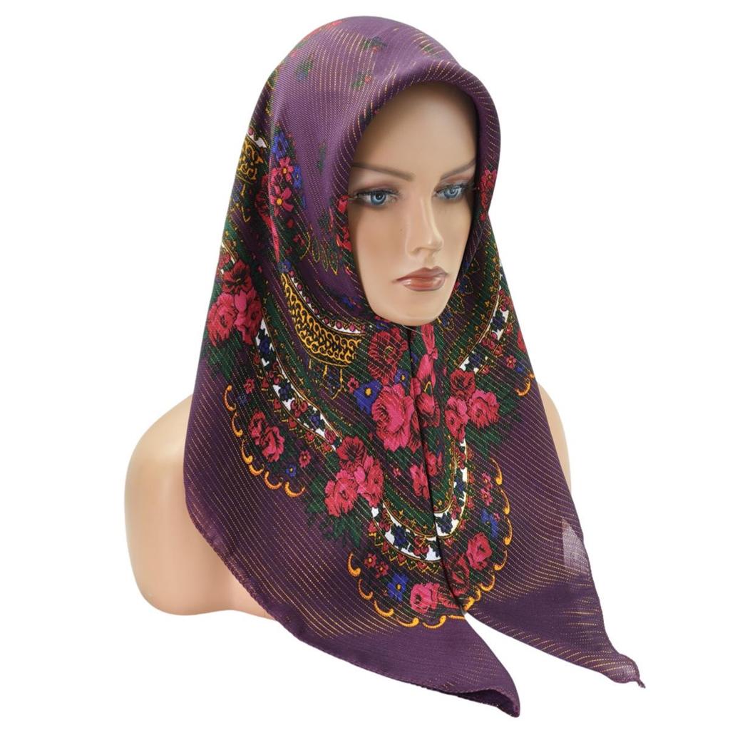 Ethnic Style Gold Thread Printed Square Summer Scarf