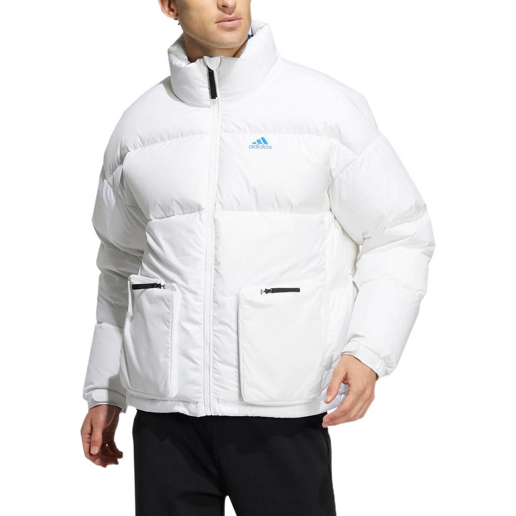 Adidas Zip-Up Stand Collar Printed Down Jacket Unisex Outerwear White HN2103