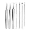 Stainless Steel Blackhead Remover Tweezers Set with Bent Tips for Acne and Pimple Extraction.