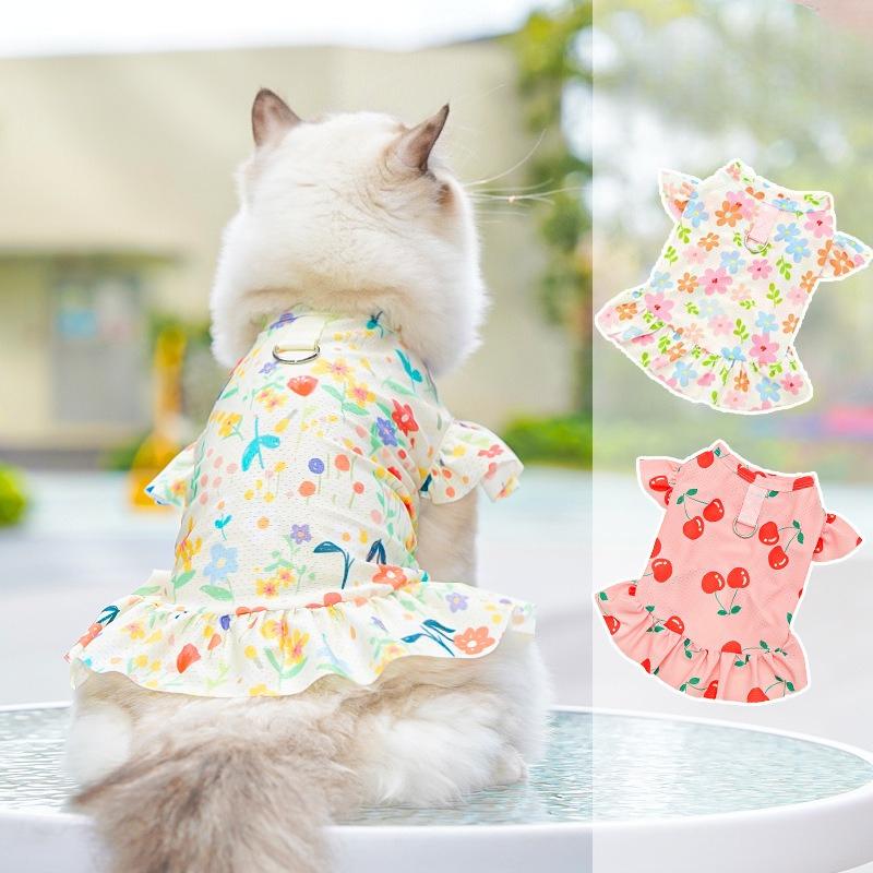 Ice Silk Big Dog Dress, Spring and Summer Dog and Cat Pet Cat Clothes, Dog Supplies, Small, Medium and Large Dog Golden Retriever