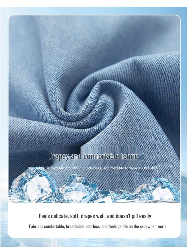 Women's High-Waisted Light Blue Denim Wide-Leg Pants with Rhinestone Embroidery - 2026 Spring/Autumn Chinese Style Slimming Casuals
