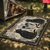 Vintage Black Cat Skull Area Rug, Floral Gothic Print Carpet for Living Room Bedroom,Aesthetic Witchy Floor Mat Home Decor