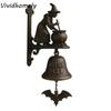 Vintage Halloween Witch Doorbell Sounding Wall-mounted Witch Hanging Ornament Alloy Copper-colored Halloween Door Hanger Gift
