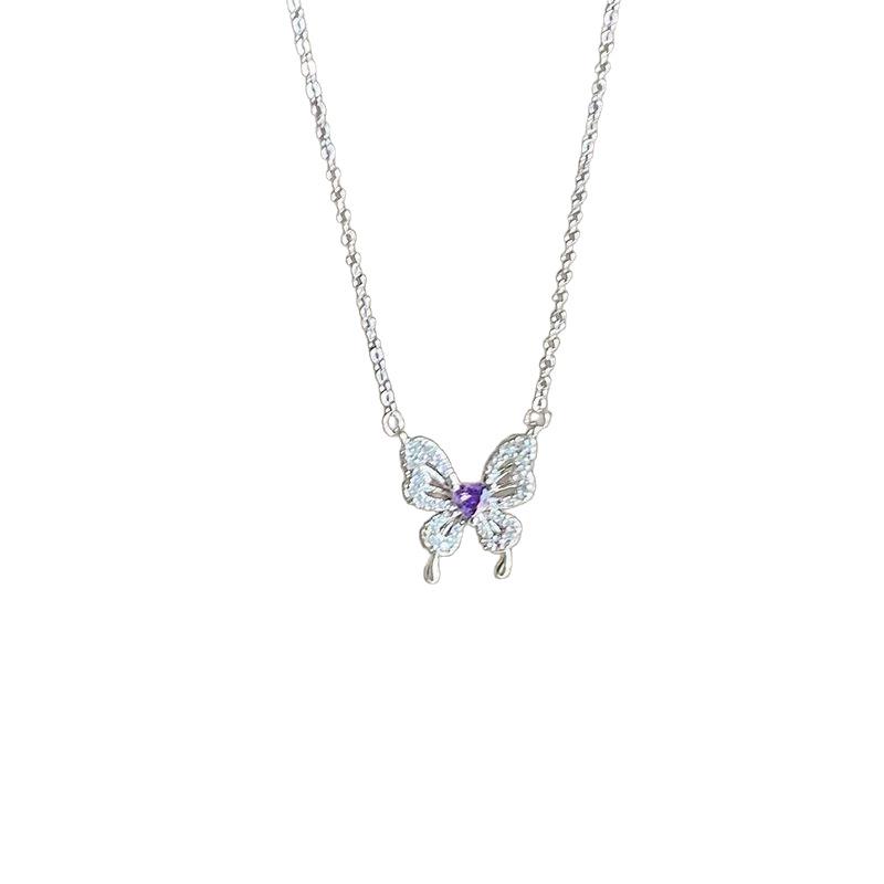 Purple Heart Butterfly Fantasy Necklace: Midsummer Night's Dream High-End Choker for Women