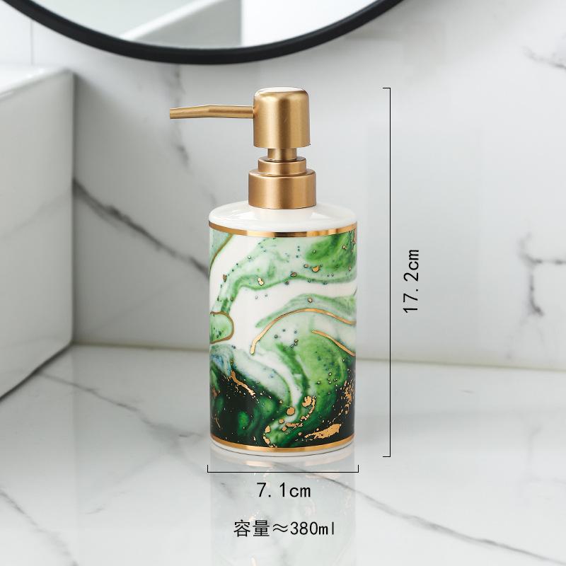 Gold-plated Marble Soap Dispenser Creative Ceramic Emulsion Bottle Bathroom Decoration Hand Sanitizer Shampoo Pressure Bottle