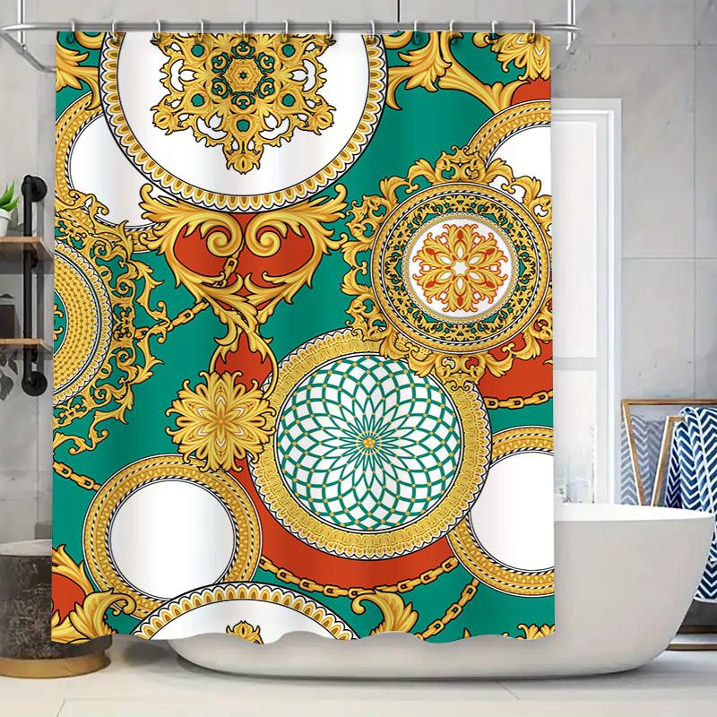 

Violet Floral Shower Curtain Green Leaves Home Decoration Bathroom Decor Waterproof Fabric Wall Hanging Artistic Bath Curtains F W60H190(CM)-1 Pcs