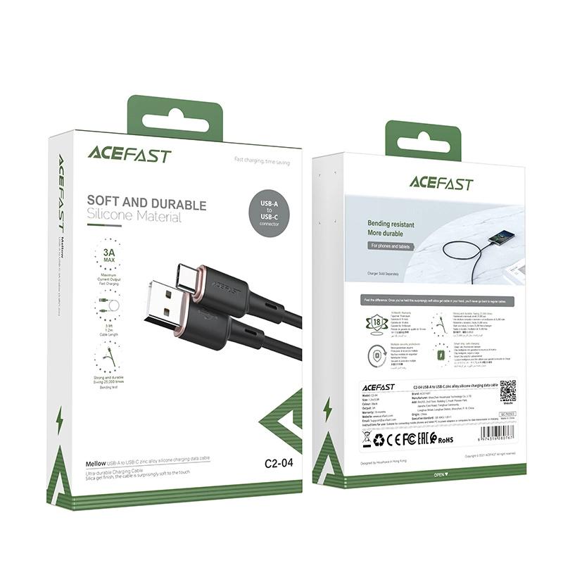 Acefast Usb - Usb Type C Cable 1.2M, 3A Black (C2-04 Black)