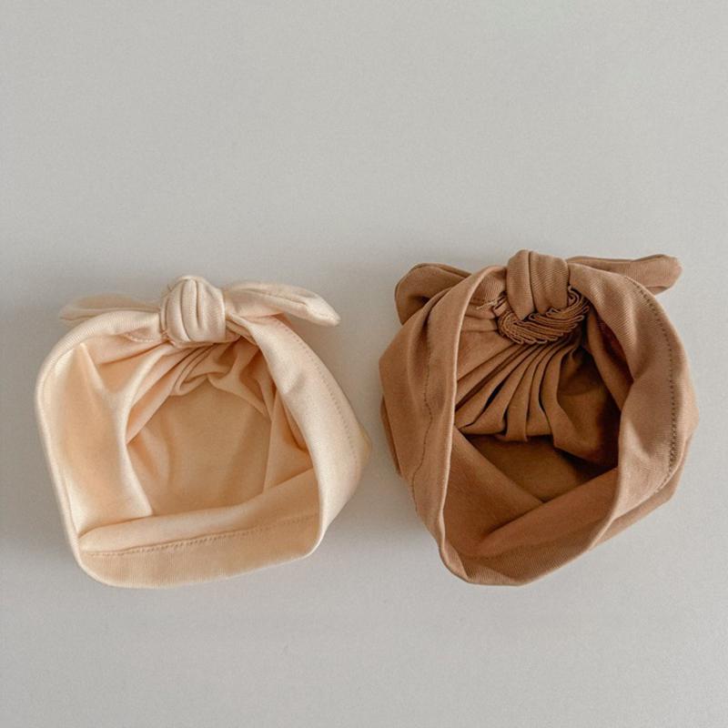 Solid Color Baby Turban Hat Cute Cartoon Bunny Ears Infant Indian Cap Spring Autumn Cotton Toddler Girls Boys Beanies Headwrap