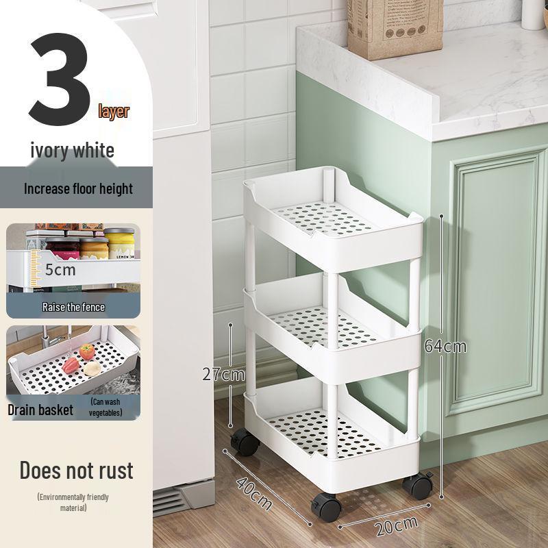 Multi-Layer Narrow Gap Floor-Standing Kitchen and Bathroom Storage Rack