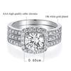 Square zirconium stacked wearing high-end rings, women's men's European and American exquisite three-piece set of noble temperament rings