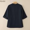 ZANZEA Women Solid Color Loose Casual 3/4 Sleeve Blouse