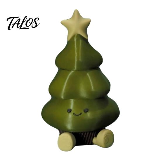 Round Edge Safe Table Ornaments 3D Printed Christmas Tree Figurine, Cute Smiling Face Storage Unique PLA Crafts Desktop Ornament, Multi-Purpose