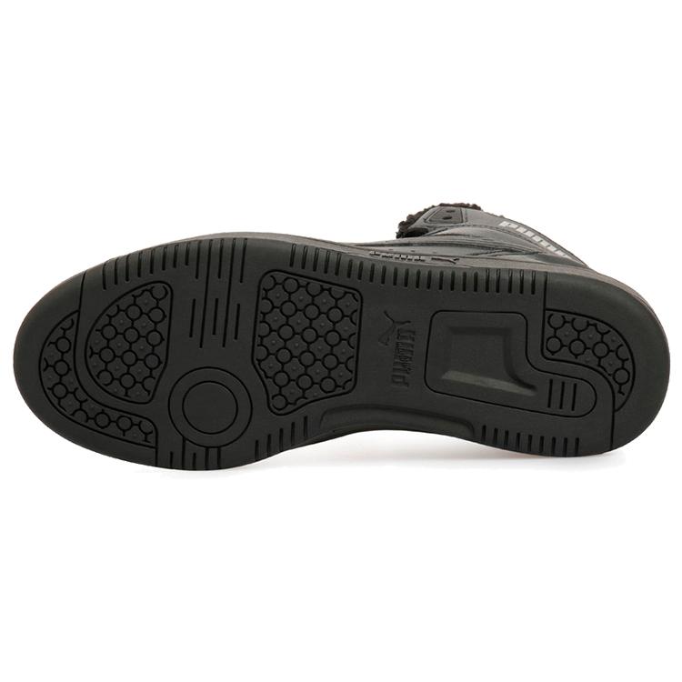 Puma Rebound Joy Fur Comfortable Round Toe Cushioning Abrasion Resistant High Top Basketball Shoes Unisex Black 375576-04