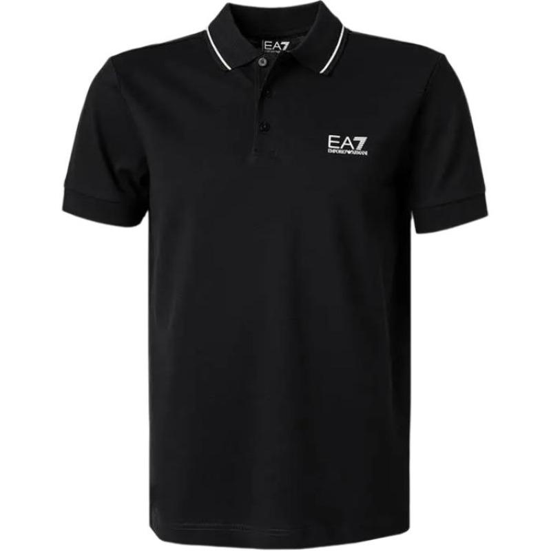 Emporio Armani EA7 Logo Emblemat Bluza Komfortowa Koszulka Polo z Krótkim Rękawem Męska Czarna 8NPF16-PJVUZ-1200