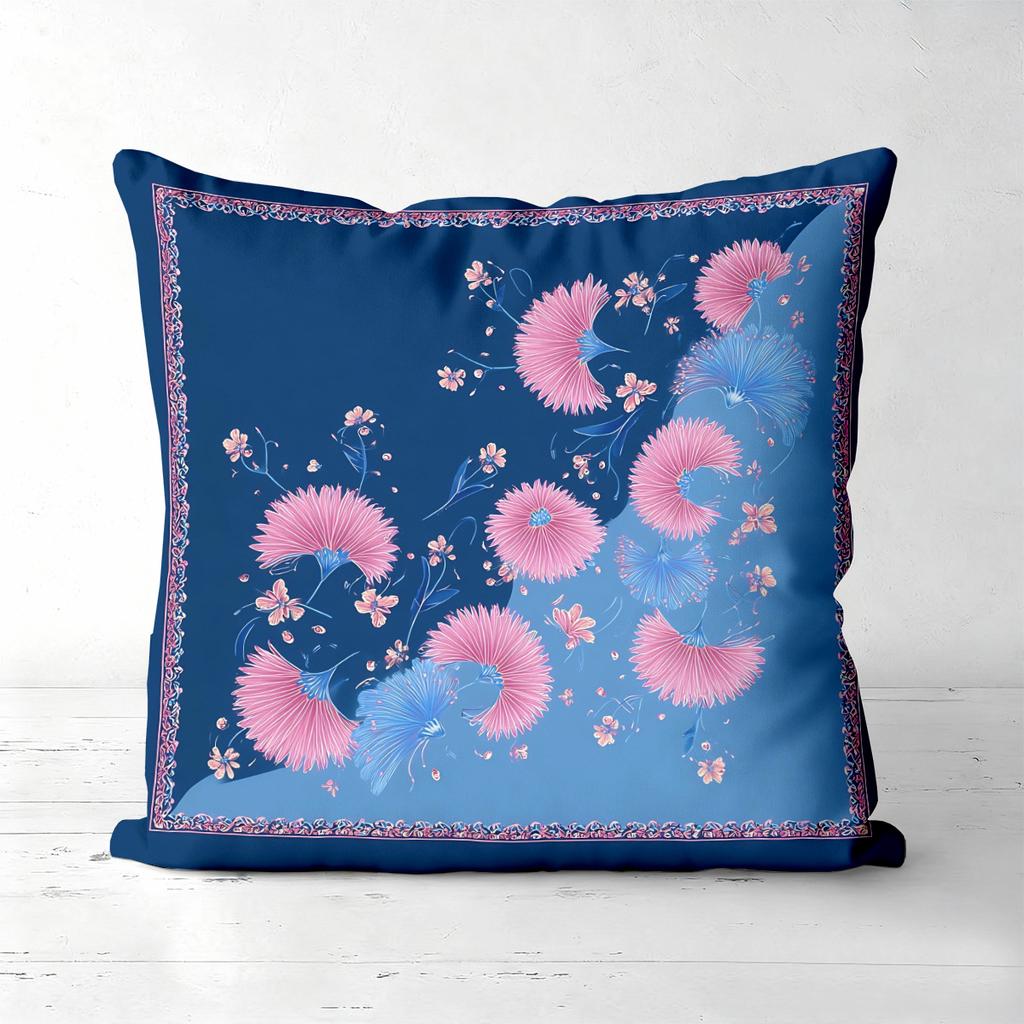 Pieces Bohemian Pink Floral Navy Throw Pillow Covers Pattern Cushion Cover Suitable for Sofa Bedroom Car Pillow Cover