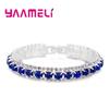 Top Sale 925 Stamp Silver Color Bracelets Full AAA Zircon Austrian Crystal Femme Women Link Chain Jewelry Bangles 14 Colors