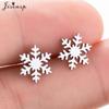 Small Stainless Steel Earrings Women Punk Jewelry Fashion Moon Leaf Scissors Snow Mountain Stud Earring Best Gift for Friends