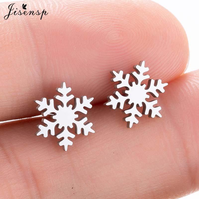 Small Stainless Steel Earrings Women Punk Jewelry Fashion Moon Leaf Scissors Snow Mountain Stud Earring Best Gift for Friends