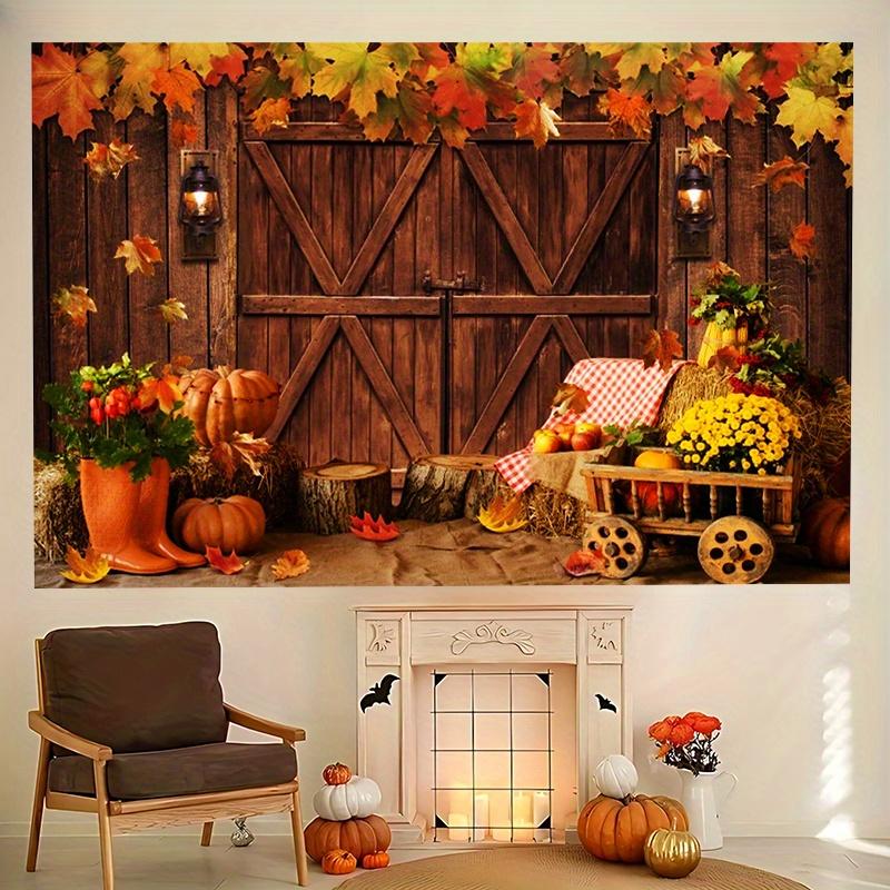 2D plane, 1 piece of autumn harvest pumpkin farm Thanksgiving photo background, with a banner attached