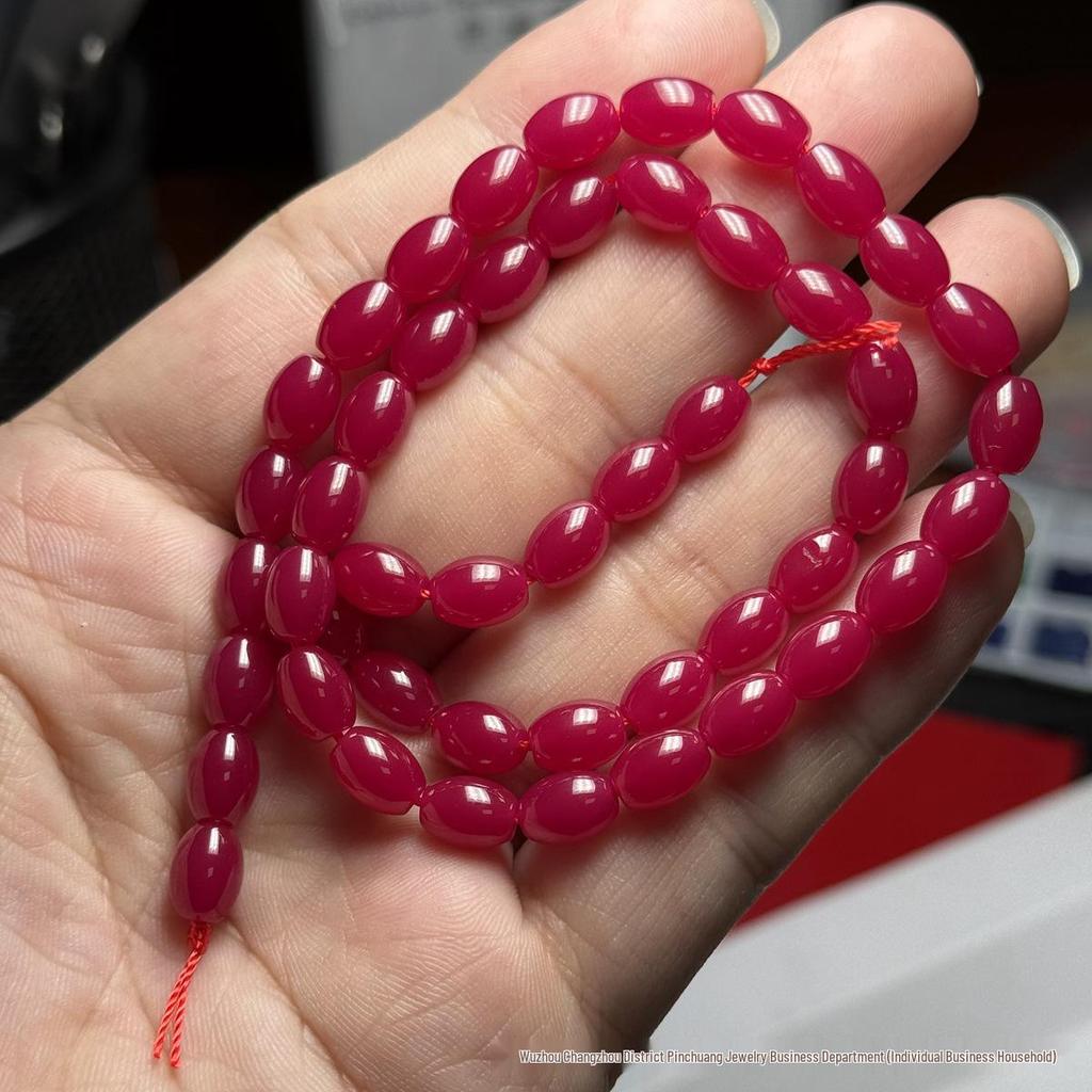 Faceted Glossy Hexagonal Teardrop Rice Beads for DIY Ruby Bracelets