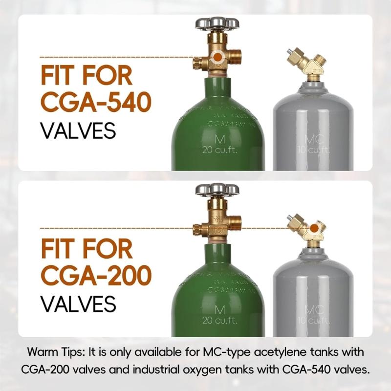 4Pcs Welding Torch Kit for 3/8" 24 Connection Use with CGA 200 Acetylene and CGA 540 Oxygen Tanks Copper Construction