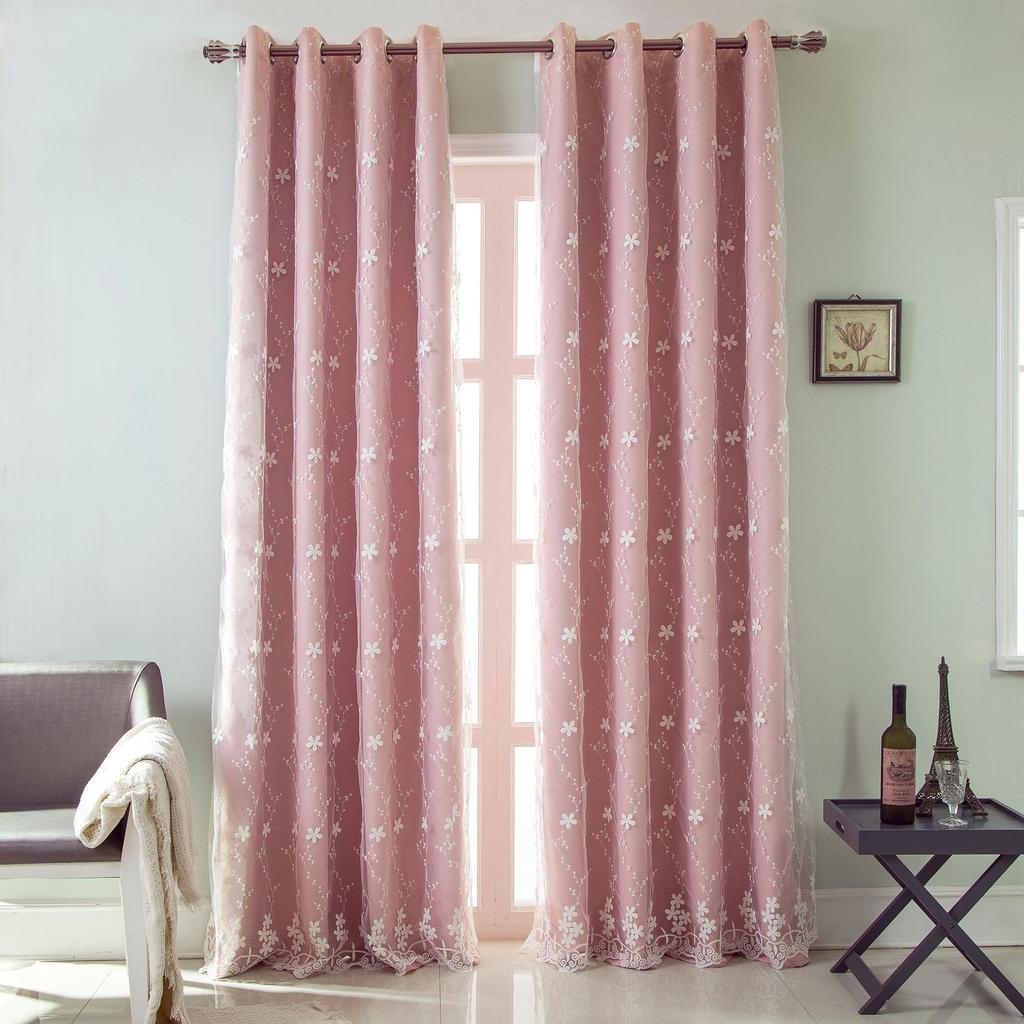 Curtains High-Precision Milk Yarn Double Layer, Curtain Embroidered Window Screen Blackout Finished Curtain
