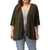 Women's Plus Size Summer Casual Open Front Half Sleeve Lightweight Cardigan