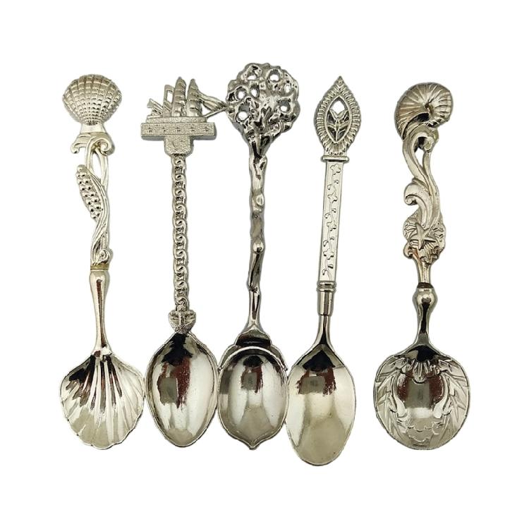 

Artistic Embossed Ergonomic Spoons 5 Piece Alloy Utensils Set Durable Alloy Tableware Collection For Dining Convenience срібний