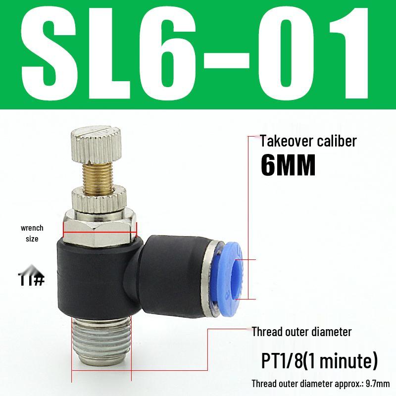 Air Tube Speed Control Connector JSC8-02 Throttle Valve SL6-M5/4/10-01-02