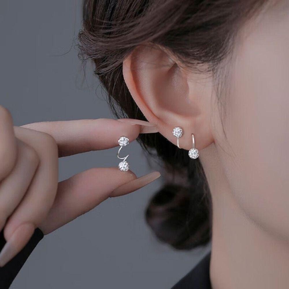 1 Pair Double-ended Stud Earrings Spiral Piercings Luxury Earrings Rhinestone Earrings  Women