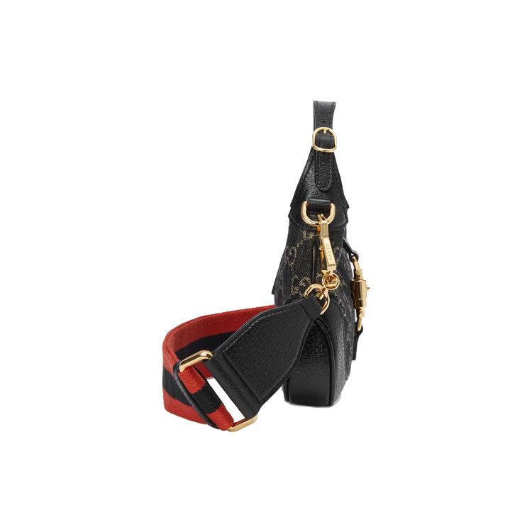 Gucci Jackie 1961 Borsa a Spalla Mini in Tela Monogramma e Pelle con Chiusura Dorata Borsa a Spalla da Donna Nera 685127-UN3AG-1294