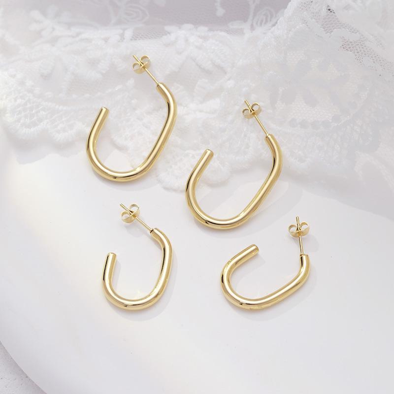 Moda Europeia e Americana Vento Aço Titânio Banhado a Ouro Brincos Femininos