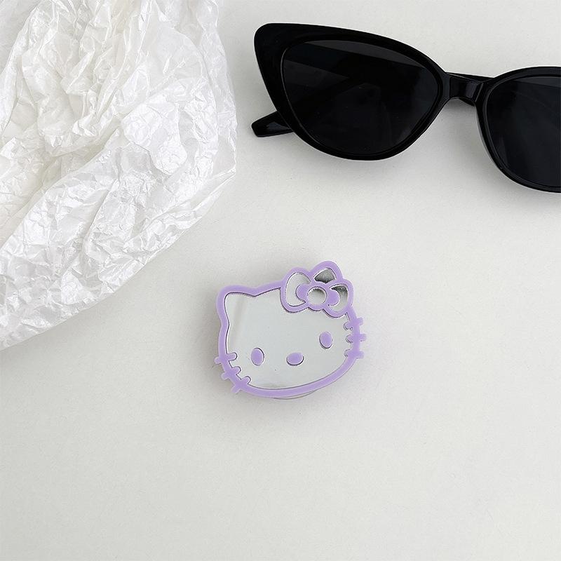 Color Lines Kt Cat Mirror Mobile Phone Airbag Bracket Back Sticker Retractable Portable Niche Lazy Ring Buckle Women'S Model