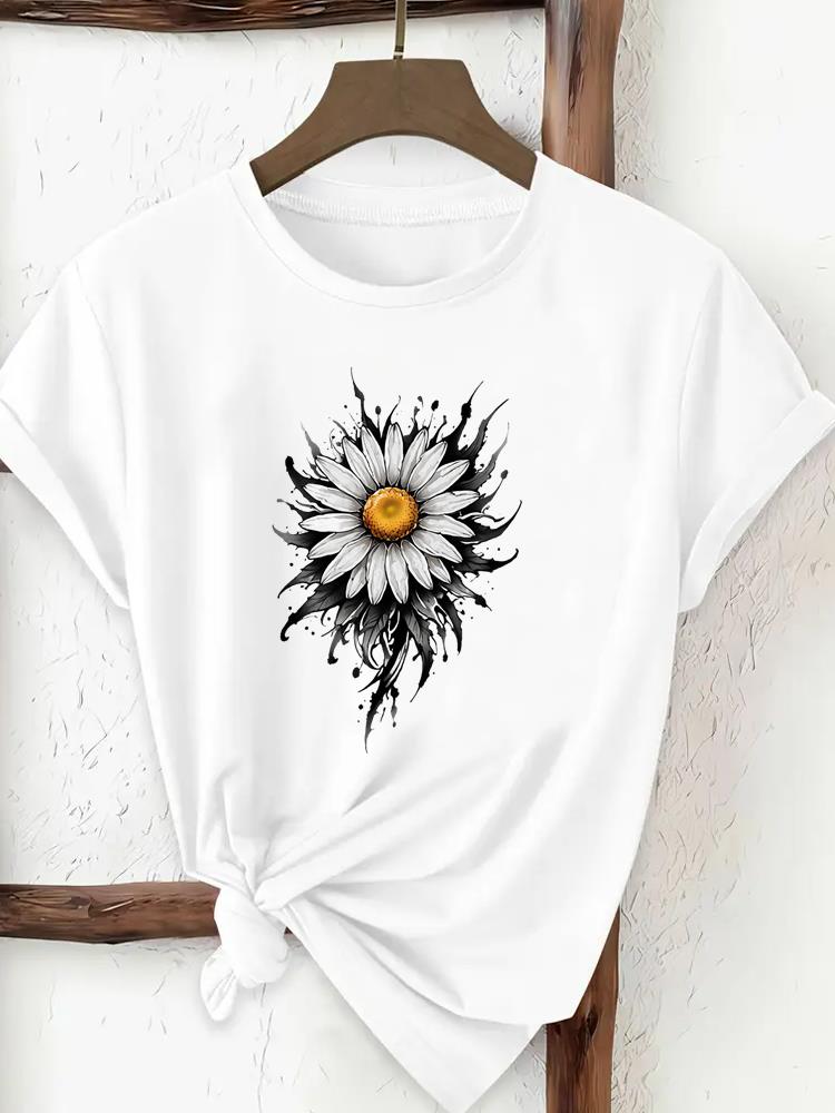 (Asian Size) Tee Print Fashion Top Women Clothing T Shirt Love Letter Style Trend Cute Woman Female Short Sleeve Graphic T-shirts