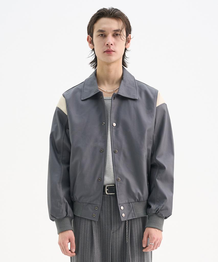 Trip Le Sens Unisex Stitch Over Varsity Jacket_Gray