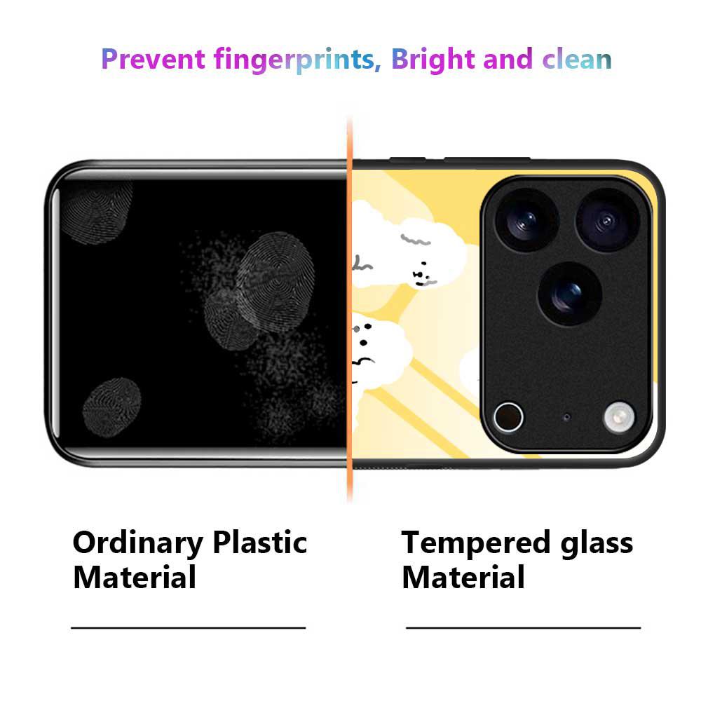For iPhone 17 Pro Max Case TPU PC Tempered Glass Pattern Printing Phone Back Cover