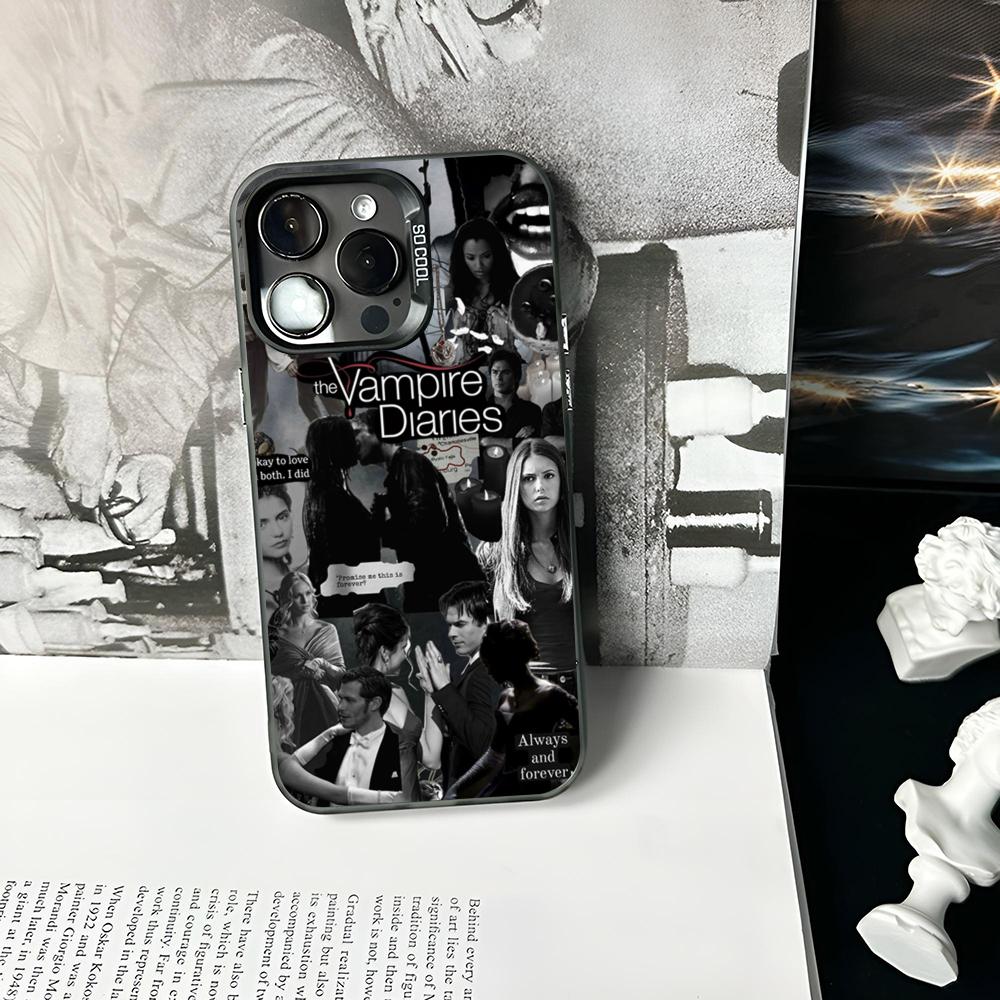 

Чехол для телефона Дневники вампира Матовый Цветной Серебристый Для IPhone 16 17 15 14 13 12 11 Pro Max Plus XS X Ударопрочный Жесткий Чехол iPhone 15